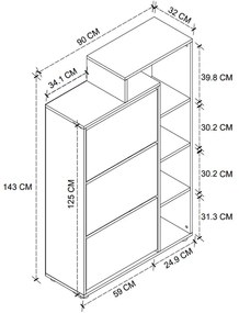 Παπουτσοθήκη Lego Megapap χρώμα pine oak 90x32x143εκ.