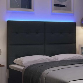 vidaXL LED κεφαλάρι Σκούρο Γκρι ύφασμα