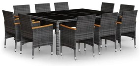 vidaXL Σετ Τραπεζαρίας Κήπου 11 Τεμαχίων Γκρι από Συνθετικό Ρατάν