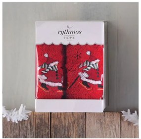 ΣΕΤ ΠΕΤΣΕΤΕΣ ΧΕΡΙΩΝ 2 ΤΜΧ ΚΟΥΤΙ RYTHMOS CHRISTMAS TERRY GIFT SET (4) ΧΙΟΝΑΝΘΡΩΠΟΣ 2(30X50) ΚΟΚΚΙΝΟ-ΚΟΚΚΙΝΟ