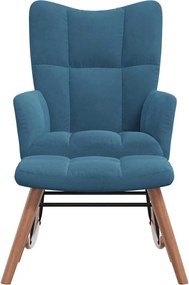 vidaXL Κουνιστή Πολυθρόνα με Σκαμπό Μπλε Βελούδο