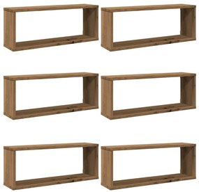 Ράφια κύβων τοίχου 6 τεμάχια Artisan Oak Κατασκευασμένο ξύλο - Καφέ