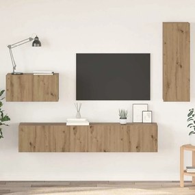 vidaXL Τηλεοπτική Κάβα Τοίχου 4 pcs Artisan Oak Επεξεργασμένο ξύλο