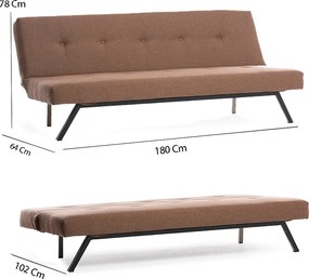 Τριθέσιος Καναπές Κρεβάτι Καφέ NILUNE 64x180x78