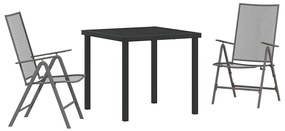 vidaXL Σέτ φαγητού για κήπο Πτυσσόμενος 3 pcs Ανθρακί Ατσάλι