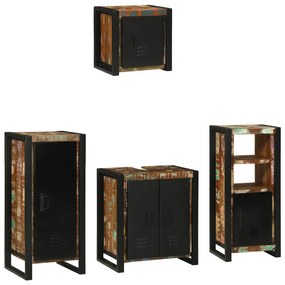 vidaXL Σετ Επίπλων Μπάνιου 4 pcs Πολύχρωμο Στερεό ανακτημένο ξύλο