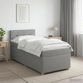 vidaXL Κρεβάτι box spring με στρώμα Ανοιχτό γκρι 100 x 200 cm Ύφασμα
