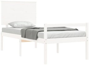 vidaXL Κρεβάτι Ηλικιωμένου με Κεφαλάρι 90 x 200 εκ. Λευκό Μασίφ Ξύλο