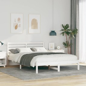 vidaXL Σκελετός Κρεβατιού Λευκό 140 x 210 cm Συμπαγές ξύλο πεύκου