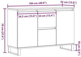 Μπουφές Παλιό ξύλο 104 x 35 x 70 εκ. από Επεξεργασμένο Ξύλο - Καφέ