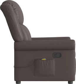 vidaXL Πολυθρόνα Μασάζ Γυαλ. Καφέ Συνθ. Δέρμα