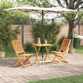 vidaXL Σετ Εξωτερικών Επίπλων 3 pcs Φυσικό Ξύλο 60 x 60 x 75 cm