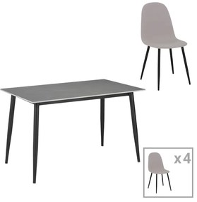 Intrahome Τραπεζαρία Gustas-Bella C Intrahome σετ 5τμχ γκρι μαρμάρου sintered stone-μαύρο μέταλλο 140x80x75εκ | SKU: INTRAPA-311112173
