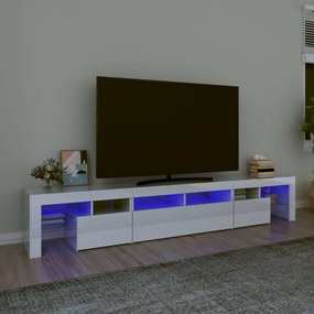 vidaXL Έπιπλο Τηλεόρασης με LED Γυαλιστερό Λευκό 230x36,5x40 εκ.