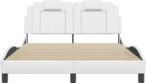 vidaXL Πλαίσιο Κρεβατιού Viana με LED Χωρίς Στρώμα Λευκό 140x190 εκ.
