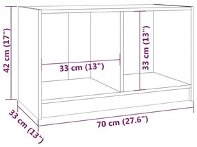 Έπιπλο Τηλεόρασης Λευκό 70 x 33 x 42 εκ. από Μασίφ Ξύλο Πεύκου - Λευκό