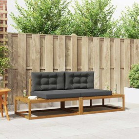 vidaXL Σειρά Καναπέ Εξωτερικού 2 Τεμάχιο Φυσικό και Ανθρακί