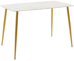 Τραπέζι Paris 029-000152 150x80x75cm Marble Effect White-Gold Metal, Glass