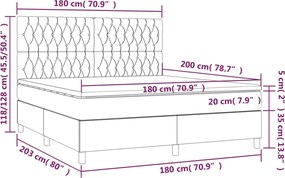 vidaXL Κρεβάτι Boxspring με Στρώμα Μπλε 180x200 εκ. Υφασμάτινο