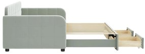 vidaXL Καναπές Κρεβάτι Συρόμενος Αν. Γκρι 90x190 εκ Βελούδο &amp; Συρτάρια