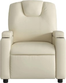 vidaXL Πολυθρόνα Μασάζ Ανακλινόμενη Κρεμ από Συνθετικό Δέρμα