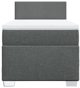 vidaXL Κρεβάτι Boxspring με Στρώμα Σκούρο Γκρι 90x190 εκ. Υφασμάτινο