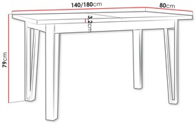 Τραπέζι Victorville 354, Artisan βελανιδιά, Μαύρο, 79x80x140cm, 40 kg, Επιμήκυνση, Πλαστικοποιημένη μοριοσανίδα, Μέταλλο | Epipla1.gr