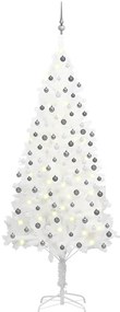 vidaXL Χριστουγεν. Δέντρο Προφωτισμένο Τεχνητό Μπάλες Λευκό 210 εκ.