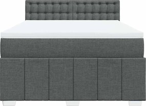 vidaXL Κρεβάτι Boxspring με Στρώμα Σκούρο Γκρι 140x190 εκ. Υφασμάτινο