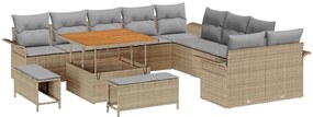vidaXL Σετ Καναπέ Κήπου 13 pcs Μπεζ συνθετικό ρατάν