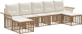 vidaXL Σειρά Καναπέ Εξωτερικού 7 pcs Φυσικό και Κρέμα Λευκό