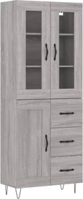 vidaXL Ντουλάπι Γκρι Sonoma 69,5 x 34 x 180 εκ. Επεξεργασμένο Ξύλο