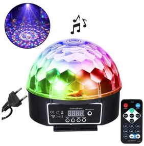 RGB Disco Μπάλα με Sound Control Activated Εφέ & Χειριστήριο GloboStar 79602-79602-Μαύρο 79602