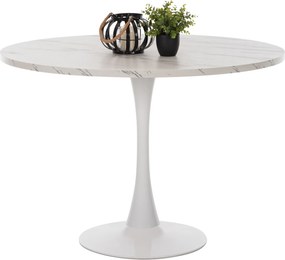 ΤΡΑΠΕΖΙ ΤΡΑΠΕΖΑΡΙΑΣ ROLLO HM9422.11 ΣΤΡΟΓΓΥΛΟ WHITE MARBLE Φ120x74Yεκ.