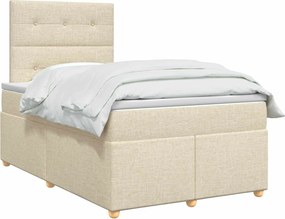 vidaXL Κρεβάτι box spring με στρώμα Κρεμ 120 x 190 cm Ύφασμα