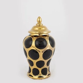ΒΑΖΟ ΚΕΡΑΜΙΚΟ ΜΑΥΡΟ - ΧΡΥΣΟ 15x15x27.6cm