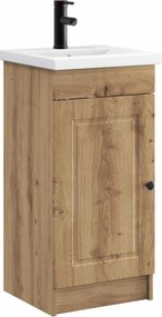 vidaXL Καθρέφτης μπάνιου με νιπτήρα Artisan Δρυς 42 x 40 x 84,5 εκ