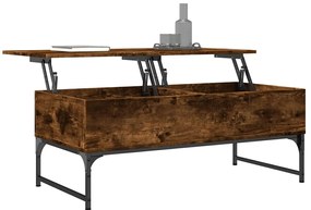 vidaXL Τραπεζάκι Σαλονιού Καπνιστή Δρυς 100x50x40 εκ. Επ. Ξύλο&Μέταλλο