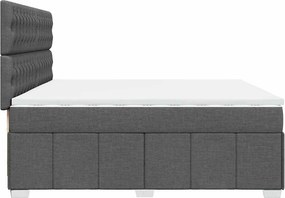 vidaXL Κρεβάτι Boxspring με Στρώμα Σκούρο Γκρι 200x200 εκ. Υφασμάτινο