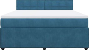 vidaXL Κρεβάτι Boxspring με Στρώμα Μπλε 180x200 εκ. Βελούδινο