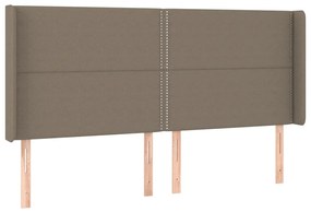 vidaXL Κρεβάτι Boxspring με Στρώμα &amp; LED Taupe 200x200 εκ. Υφασμάτινο
