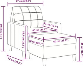 vidaXL Πολυθρόνα Μαύρη 60 εκ. Βελούδινη με Υποπόδιο