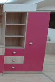 Lh-homefurniture Βιβλιοθήκη 03102-DM Φυσικό Jesion+Μπορντώ  80x160x40cm NSK_03102-DM-R