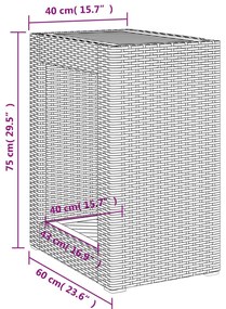 Τραπέζι Κήπου με Ξύλινη Επιφάνεια Γκρι 60x40x75 εκ. Συνθ. Ρατάν - Γκρι