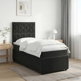 vidaXL Κρεβάτι box spring με στρώμα Μαύρο 90 x 190 cm Βελούδο