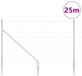vidaXL Περίφραξη Αγρού 1.4x25 m Γαλβανισμένος Χάλυβας