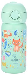 Θερμός Παιδικό Ανοξείδωτο Με Καλαμάκι Feline Foliage 350ml-7x7x18εκ. Save The Aegean Estia 01-23461