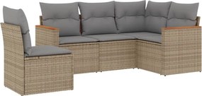 vidaXL Patio Sofa Set 5-θέσια Beige and Grey