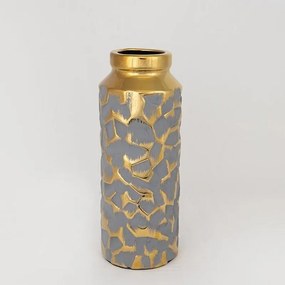 Βάζο Κεραμικό 752-20079 13x13x33cm Grey-Gold Estheti Home Ceramic