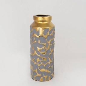 Βάζο Κεραμικό 752-20079 13x13x33cm Grey-Gold Estheti Home κεραμικο